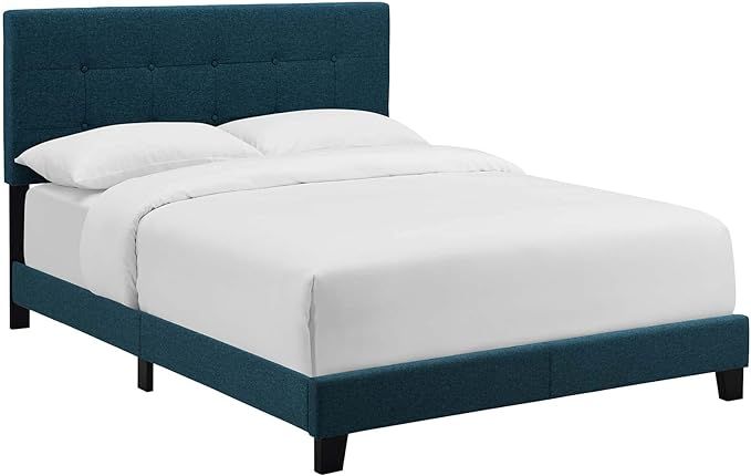 Modway Amira Tufted Fabric Upholstered Twin Bed Frame With Headboard In Azure | Amazon (US)