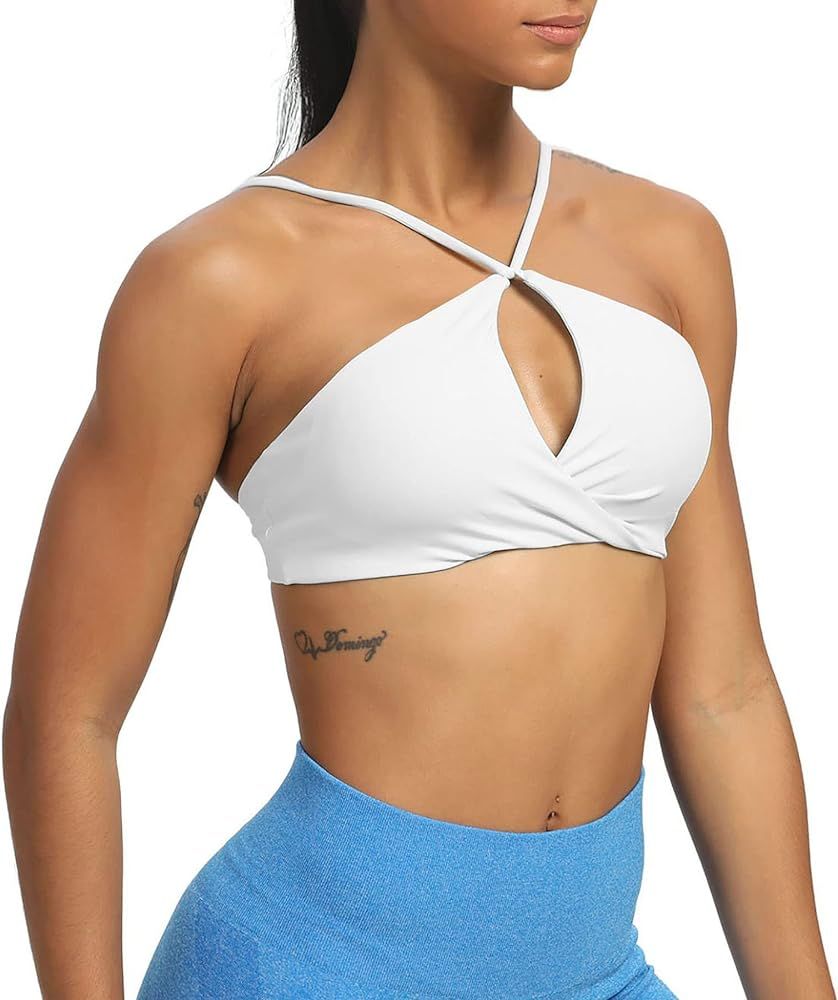 Aoxjox Women's Workout Sports Bras Fitness Adjusted Backless Padded Ariel Halter Bra Yoga Crop Ta... | Amazon (US)
