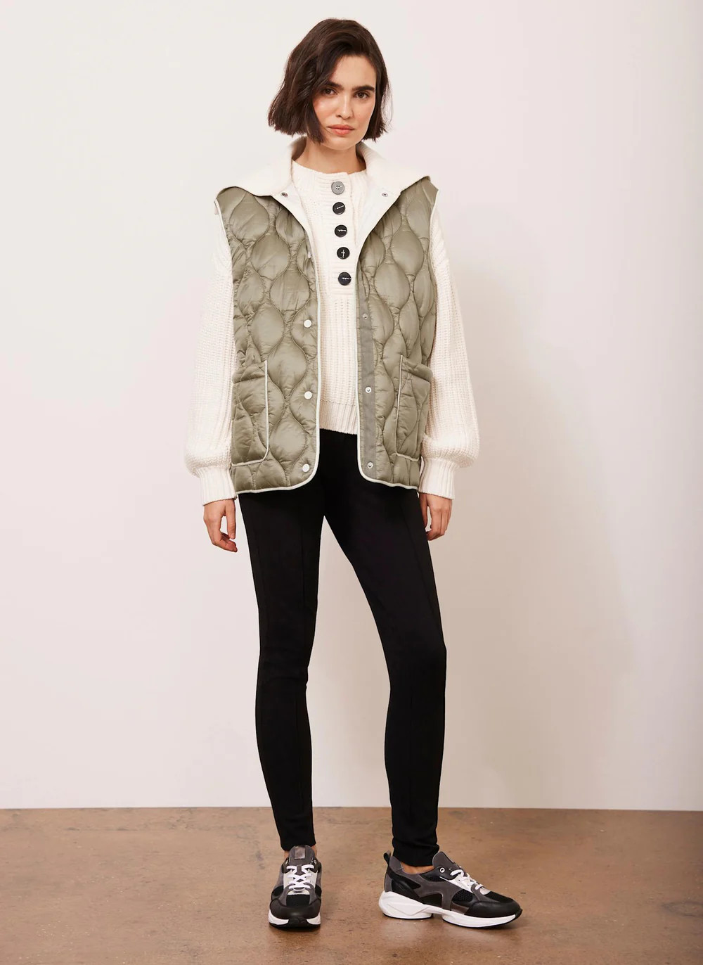 Khaki Padded Gilet | Mint Velvet