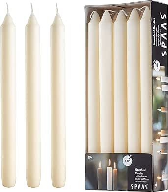9.5 Inch Ivory Taper Candles - Set of 10 Cream Candlesticks - Dripless Ivory Candlesticks for Din... | Amazon (US)