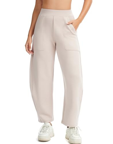 Womens Baggy Wide Leg Pants Barrel Leg Sweatpants Casual Elastic Waisted Stretch Travel Pants wit... | Amazon (US)