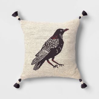 Woven Raven Square Throw Pillow Black - Threshold™ | Target