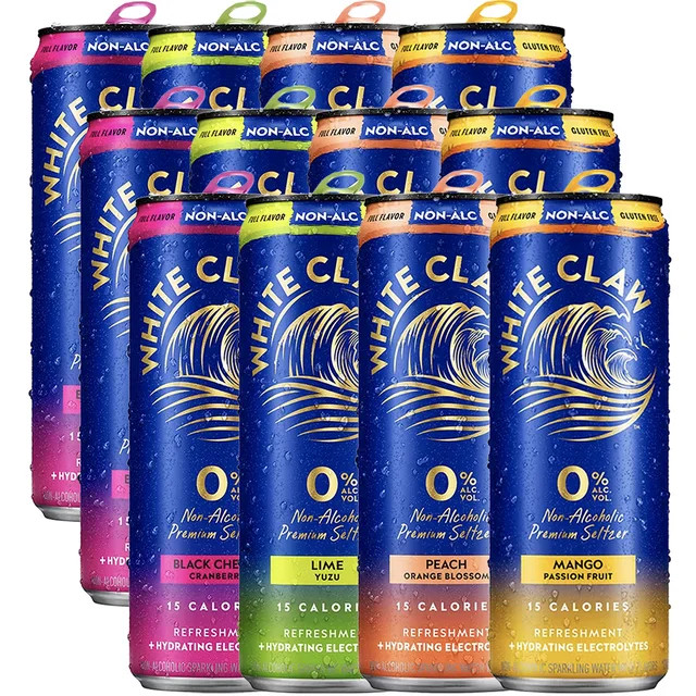 White Claw 12 Pack 0% Alcohol Peach, Mango, Lime and Black Cherry Non-Alcoholic Premium Non-Hard ... | Walmart (US)