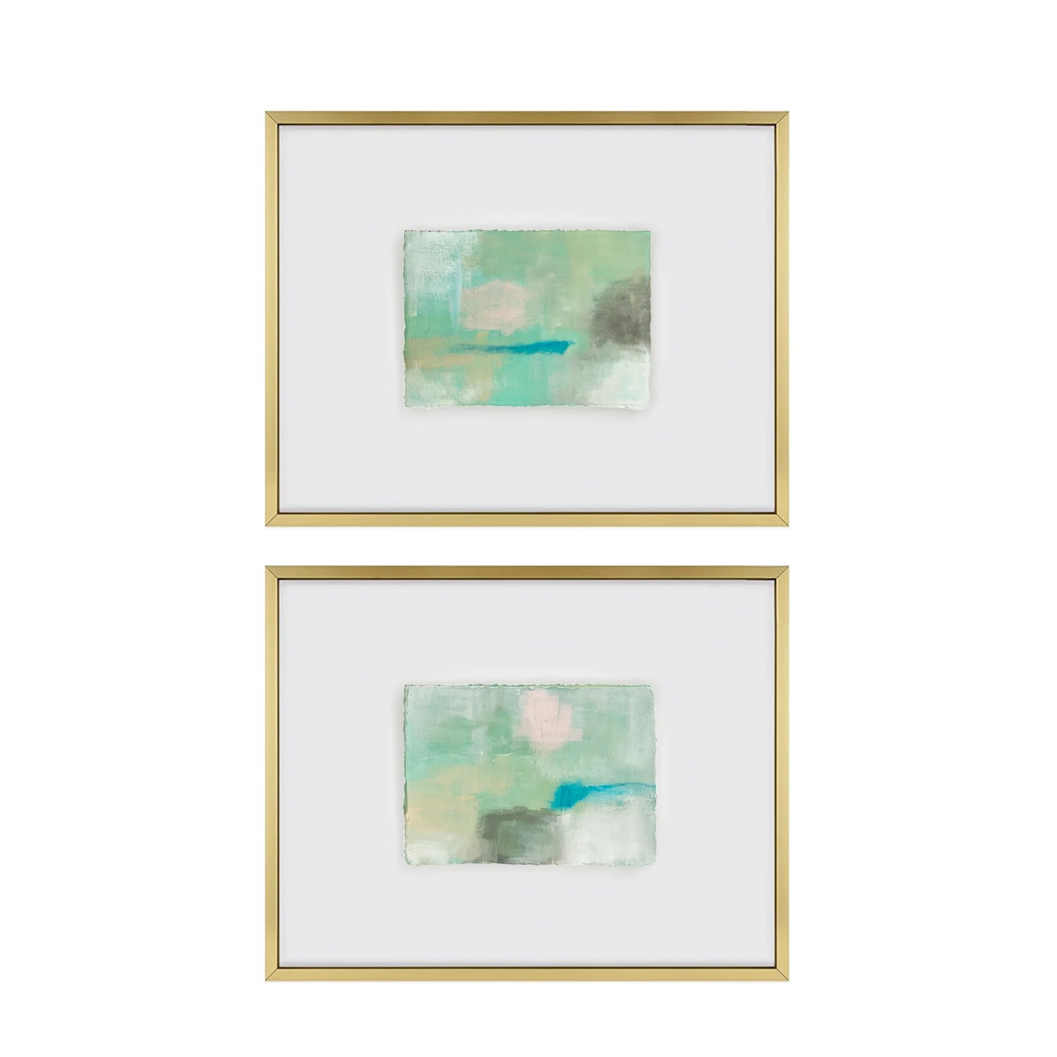 Original Sea Green Pair Paintings | Sweet Pea and Whimsy