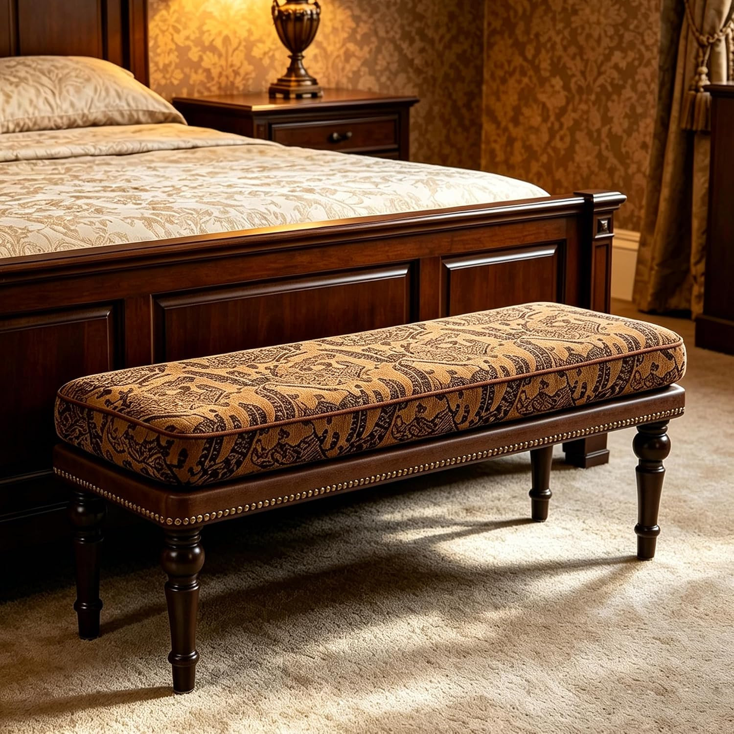 Forteek 47" Upholstered Bed End Bench for Bedroom, Vintage Bed Bench | Amazon (US)