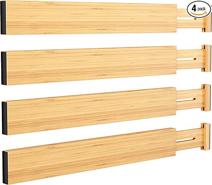 BAMEOS Drawer Dividers Bamboo Separators Organization Expandable Organizers for Kitchen Bedroom B... | Amazon (US)