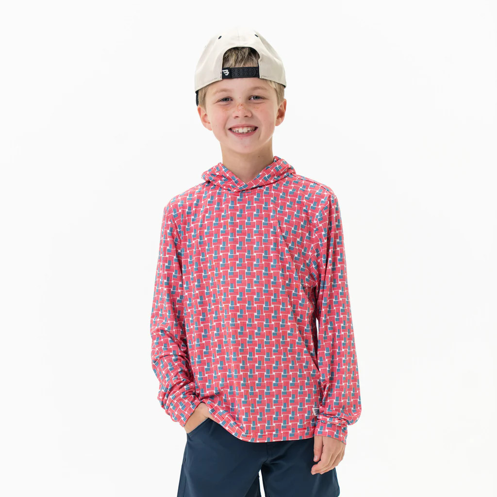 Youth Performance Hoodie - American Flag Print | BURLEBO