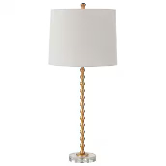 allen + roth 29-in Vibrant Gold Leaf Led; Rotary Socket Buffet Table Lamp with Fabric Shade | Lowe's