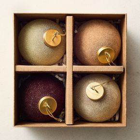 Flocked Ball Ornaments (Set of 4) - Cool Tones | West Elm (US)