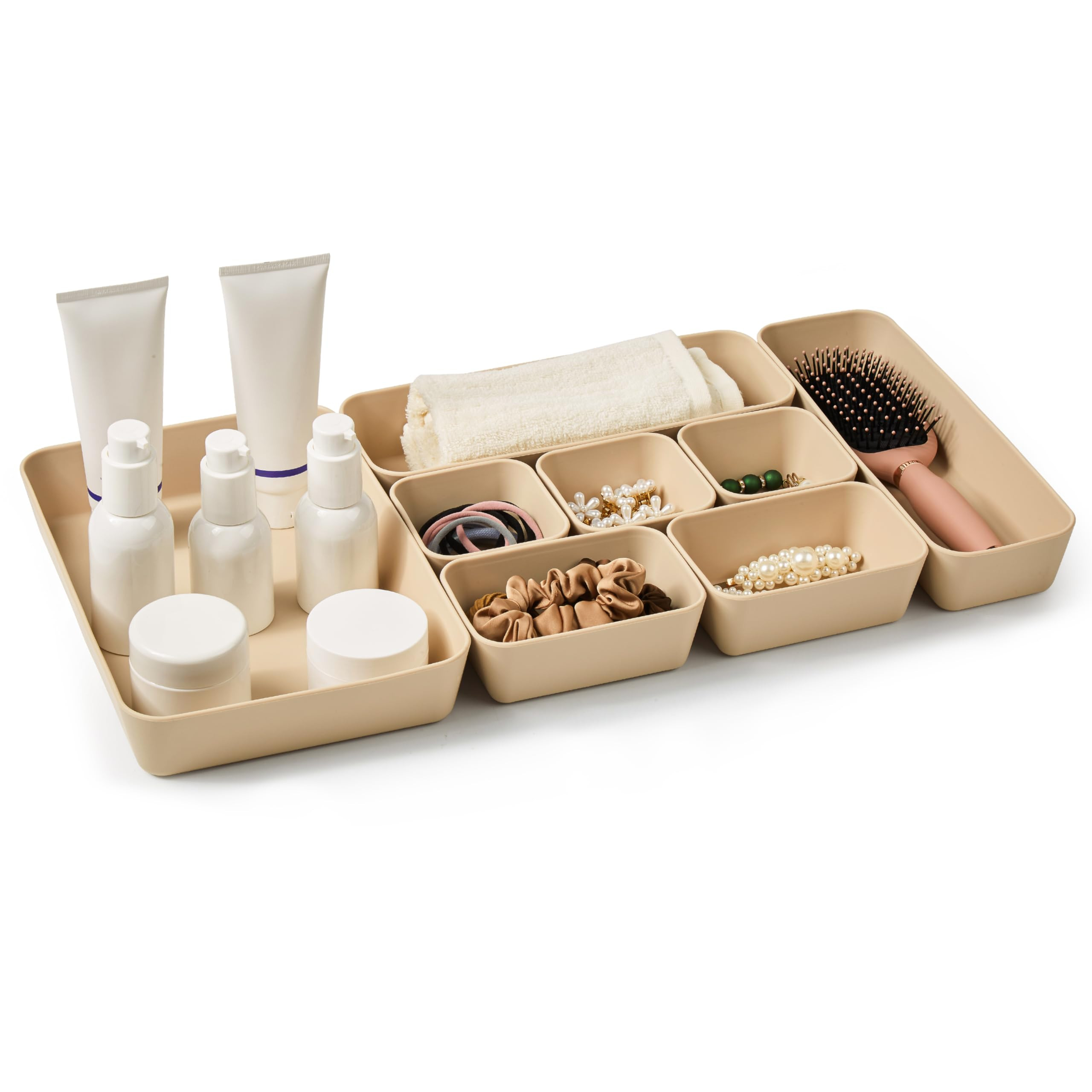 ISSEVE 8Pcs Nesting Silicone Drawer Organizer Trays, 4 Size Versatile Vanity Bathroom & Desk Draw... | Amazon (US)