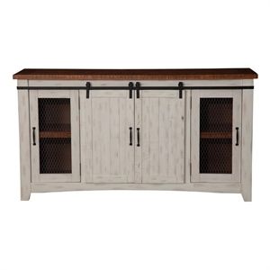 Martin Svensson Home Taos 65" Solid Wood TV Stand Antique White and Honey | Homesquare