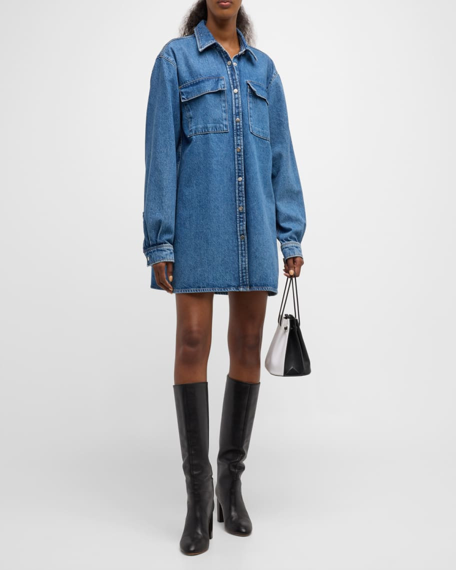 FRAME The A-Line Denim Shirtdress | Neiman Marcus