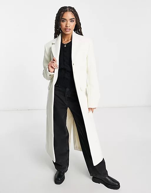 ASYOU longline blazer coat in cream | ASOS (Global)