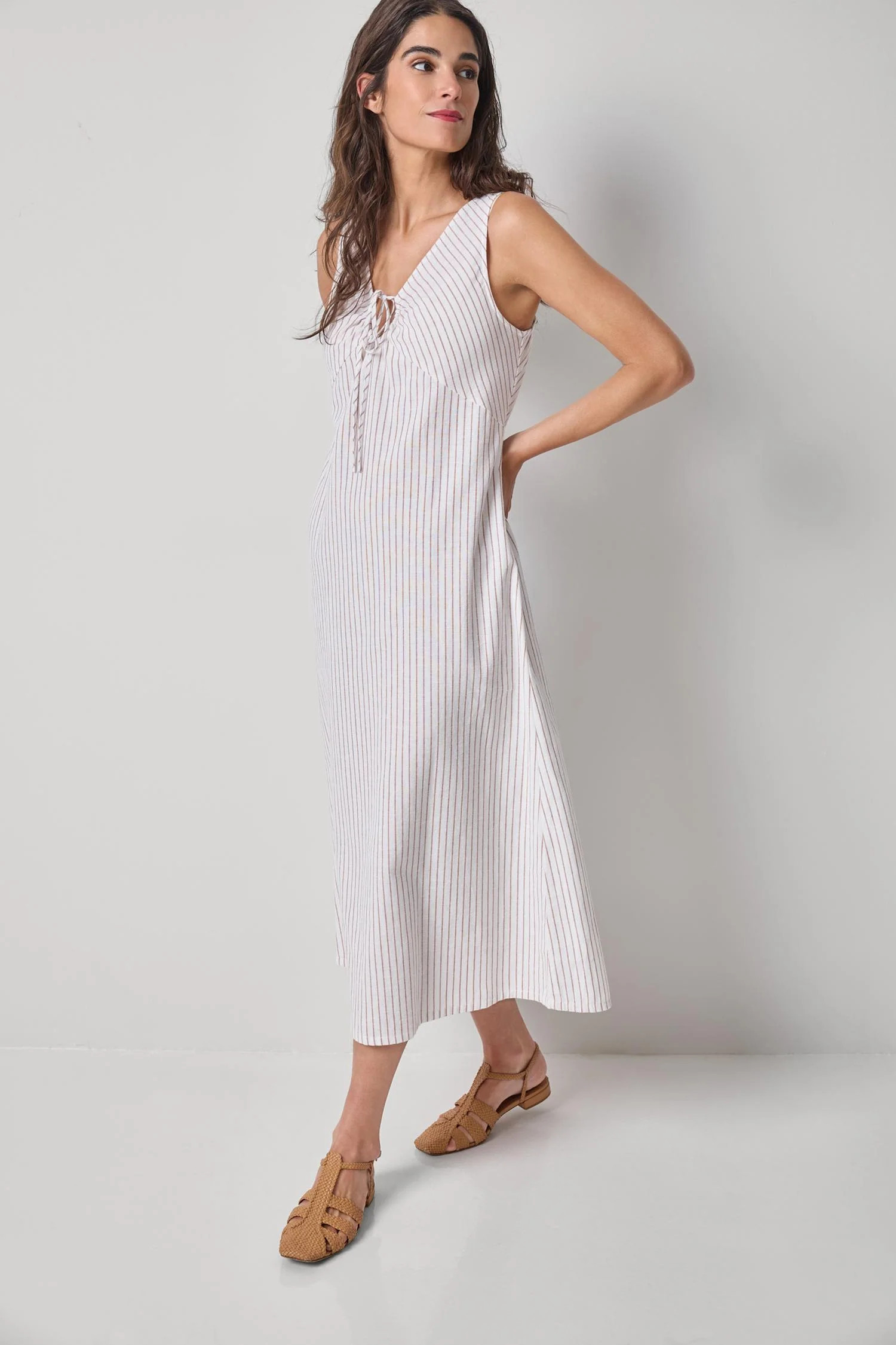 Striped Keyhole Midi Dress | Lilla P