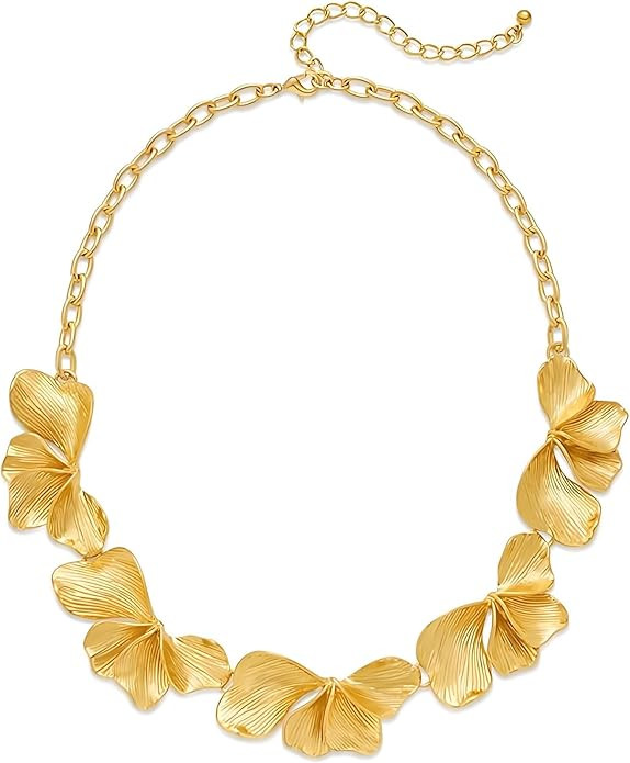 Chunky Statement Necklace for Women Boho Vintage Flower Necklaces Dainty Big Necklace Trendy Sect... | Amazon (US)