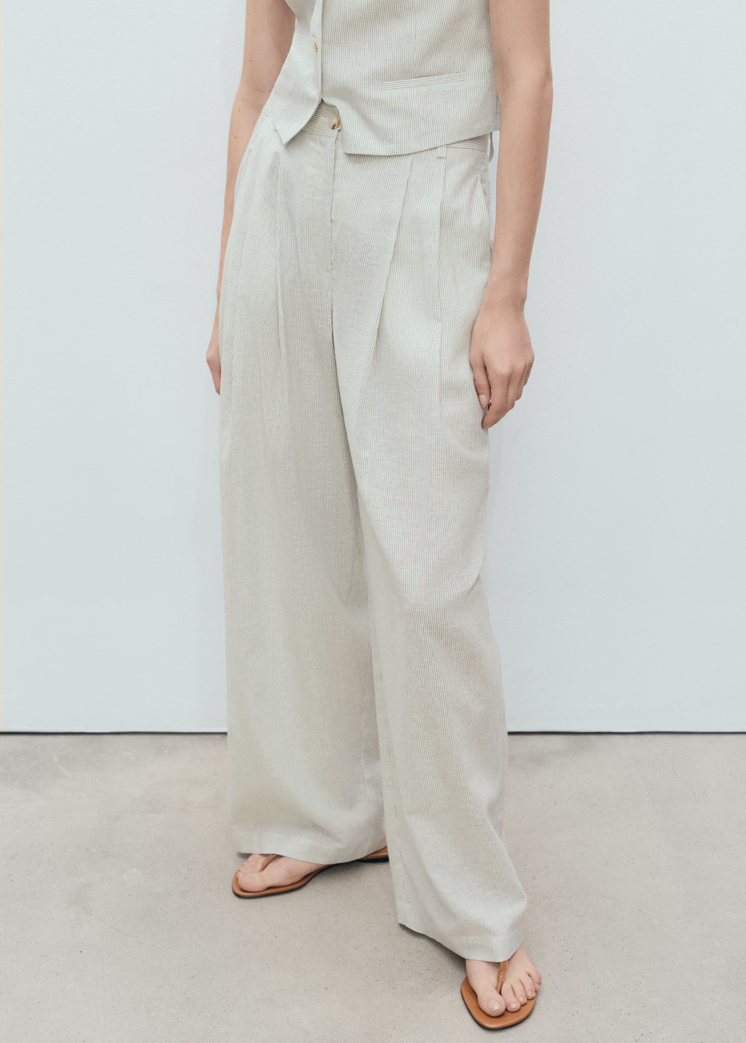 Straight-fit linen-blend suit pants - Women | MANGO USA | Mango (US/MX/AU)