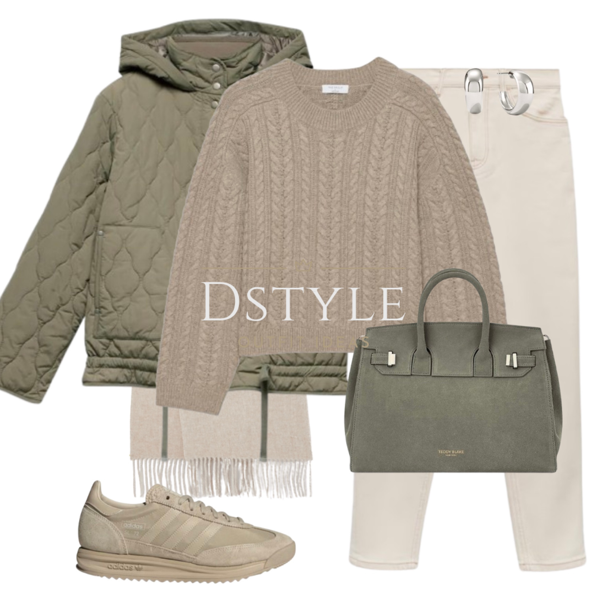 Khaki green quilted jacket, taupe merino-wool sweater, off-white mom fit jeans, olive suede bag, Adidas SL72 RS sneakers/ trainers

#LTKShoeCrush #LTKItBag #LTKStyleTip