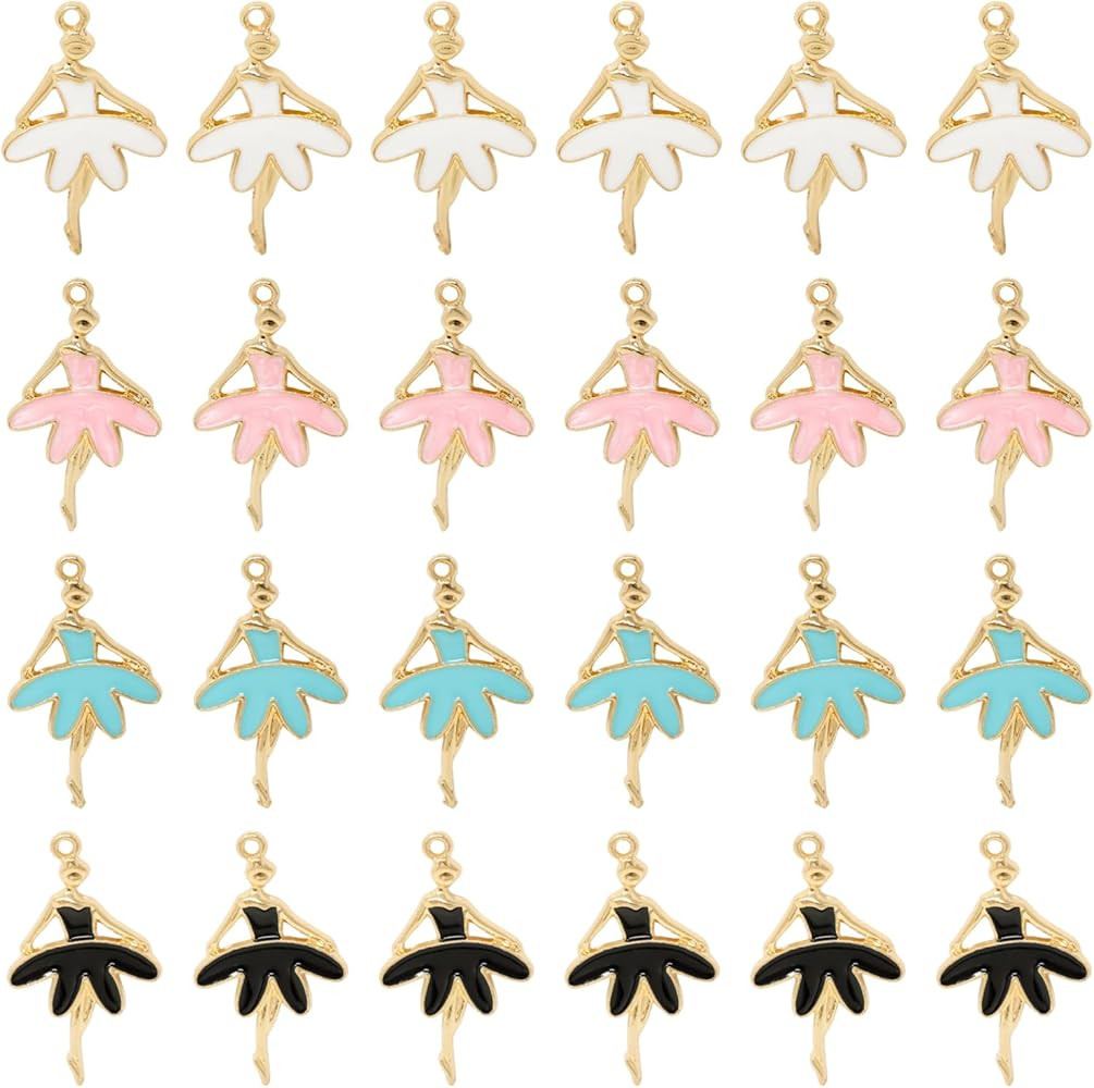 Honbay 24PCS Enamel Alloy Ballerina Ballet Dancer Charms Pendant for Necklace Bracelet Earring Je... | Amazon (US)