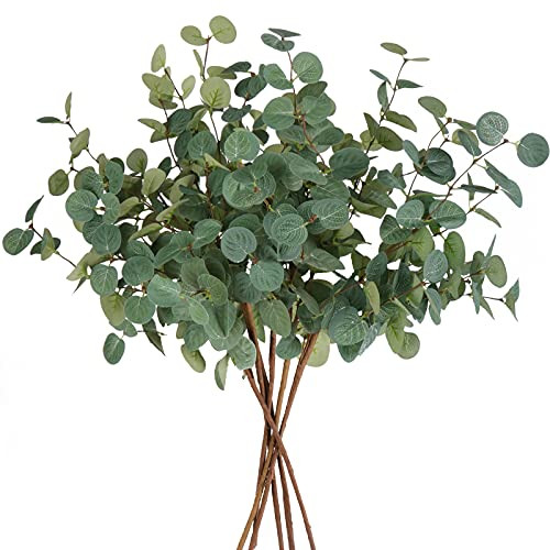 Beferr 6Pcs Artificial Eucalyptus Stems Tall 24" Faux Eucalyptus Branches Fake Greenery Plants St... | Amazon (US)