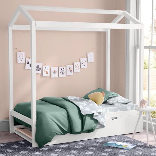 Adama Twin Solid Wood Canopy Bed with Trundle by Mack & Milo™ | Wayfair North America