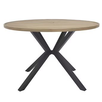 Style Selections Canyon Way Round Outdoor Dining Table 46-in W x 46-in L with Umbrella Hole | Lowe's
