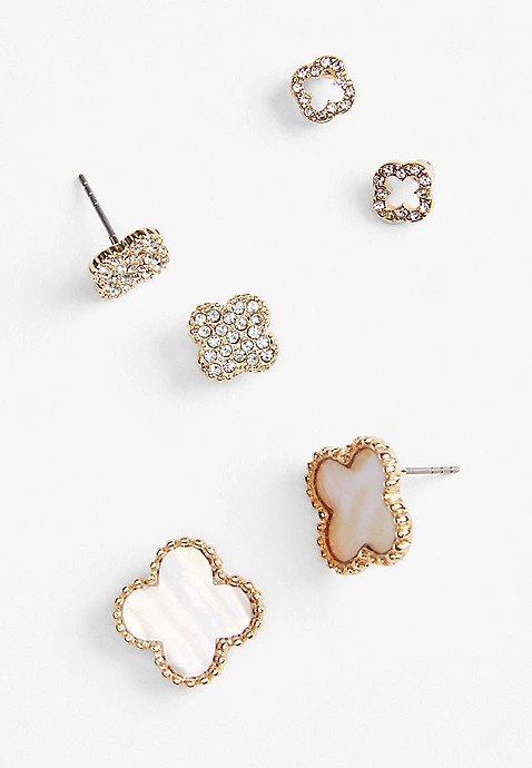 3 Pack Clover Stud Earring Set | Maurices