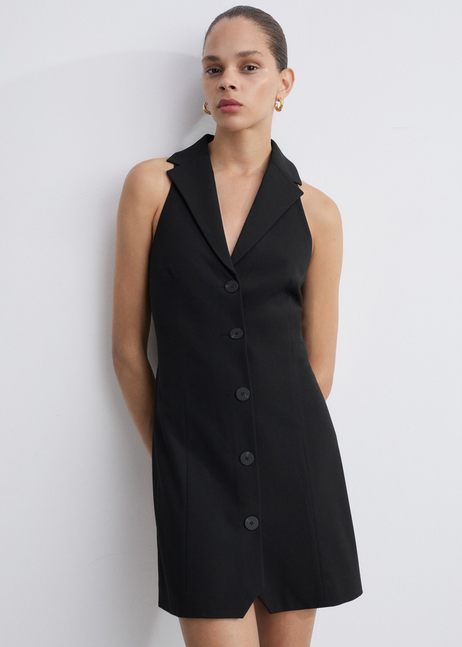 Short dress with lapel - Woman | MANGO United Kingdom | MANGO (UK)