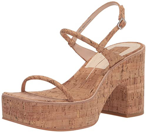 Dolce Vita Womens Jodie Cork Square Toe Block Heel Beige 11 Medium (B,M) | Amazon (US)