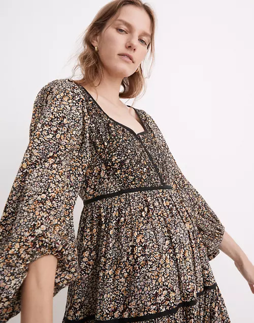 Embroidered Tiered Midi Dress in Cottage Garden | Madewell