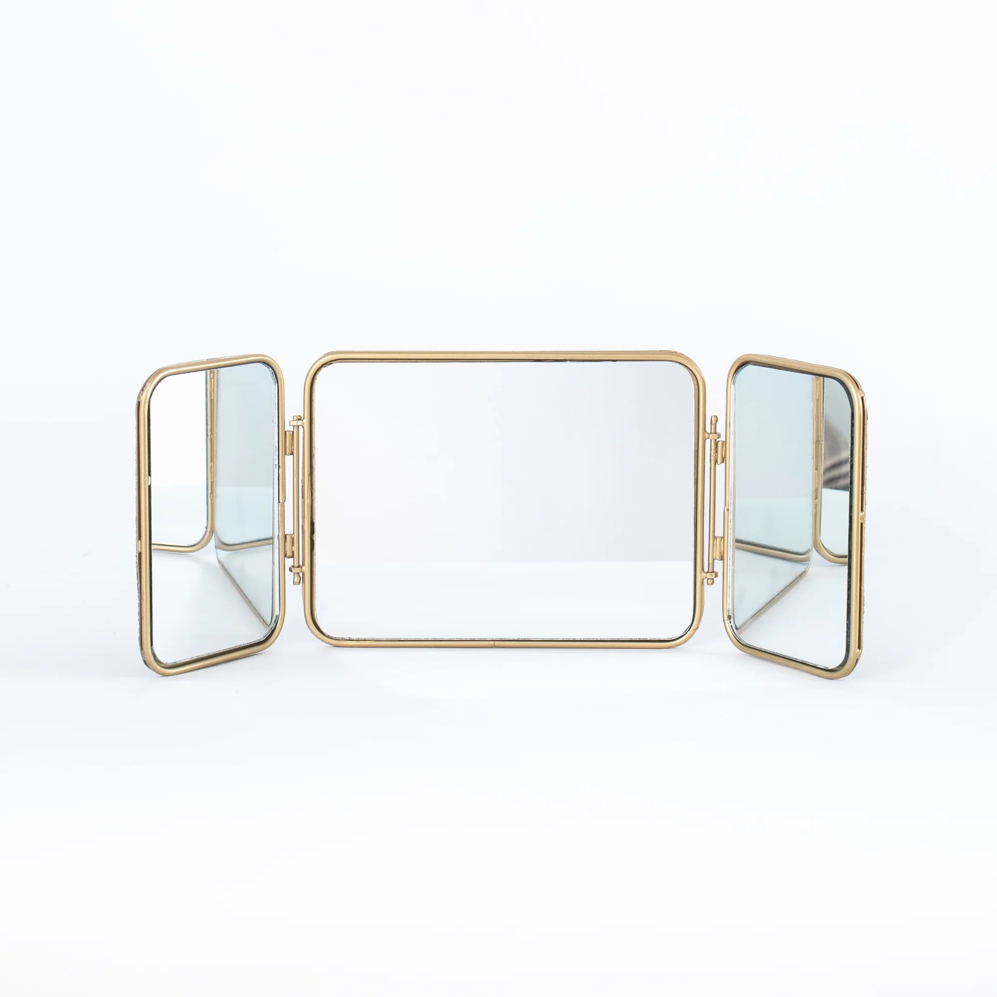 Brass Folding Triptych Mirror | The Vintage Rug Shop