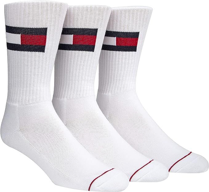 Tommy Hilfiger mens 3 Pair Sport Cotton Cushion Crew Socks Bag | Amazon (US)