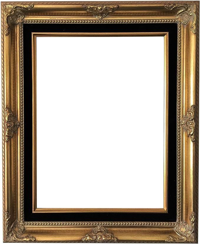 West Frames Estelle Antique Wood Baroque Picture Frame 3" Wide (Gold Black Velveteen Liner, 11" x... | Amazon (US)