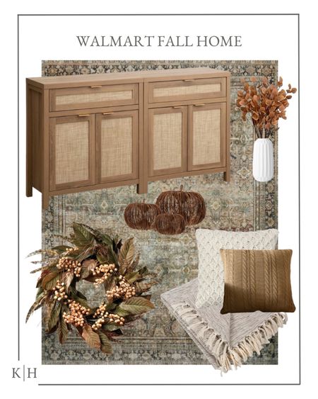 @walmart fall home finds! This rattan sideboard is stunning, and has been a favorite from you all! It pairs to beautifully with this Loloi Layla rug in charcoal / olive, as well as these other textiles and florals! 

#walmartpartner #walmartfinds #iywyk #walmarthome 

#LTKSeasonal #LTKstyletip #LTKhome