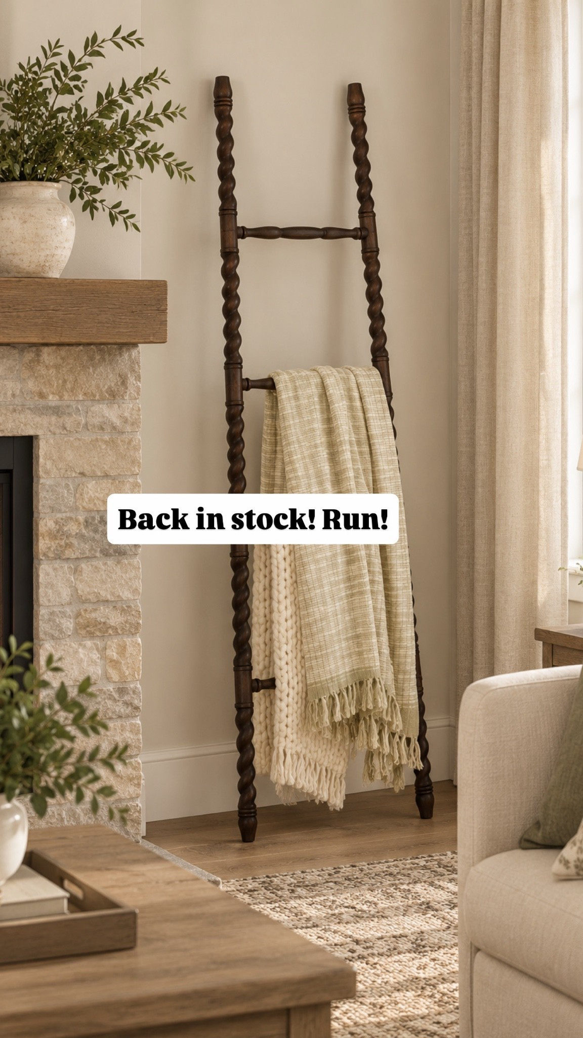 This blanket ladder is one of those pieces that makes a room feel instantly cozier 🤎 I love the dark wood finish and all the beautiful detailing—it’s functional and pretty enough to leave out year-round.

Style it with a few cozy throws and you’ve got the easiest little cozy corner! 🏡✨

#LTKHome #LTKSaleAlert