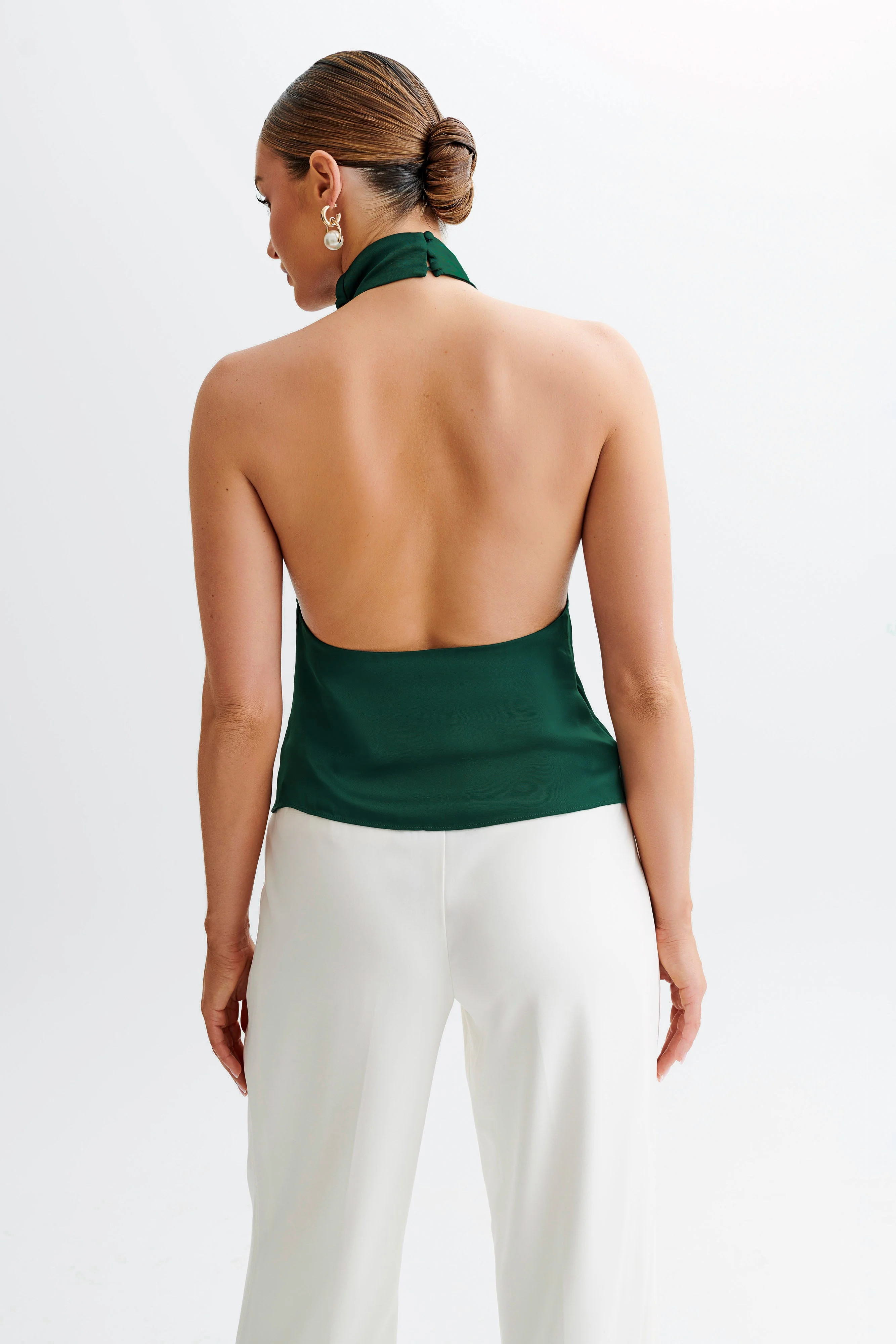 Seraphine Satin Halter Top - Forest Green | Meshki (APAC)