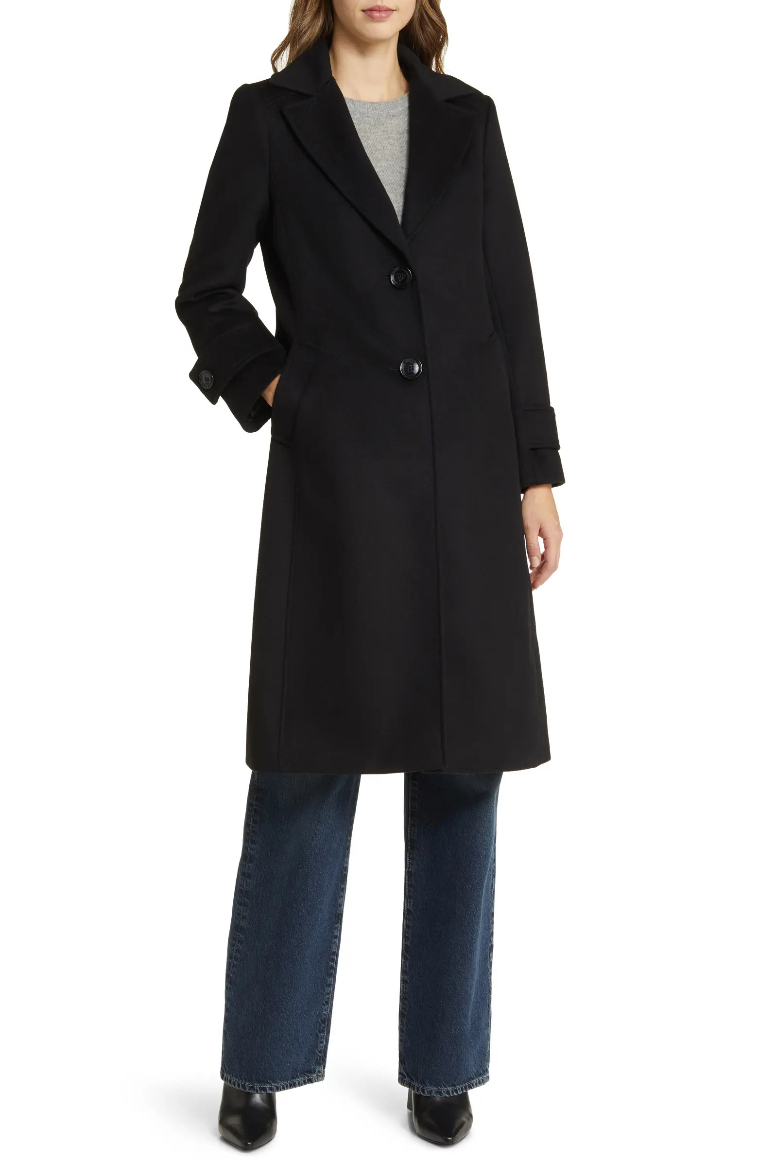 Sam Edelman Notch Collar Longline Wool Blend Coat | Nordstrom | Nordstrom