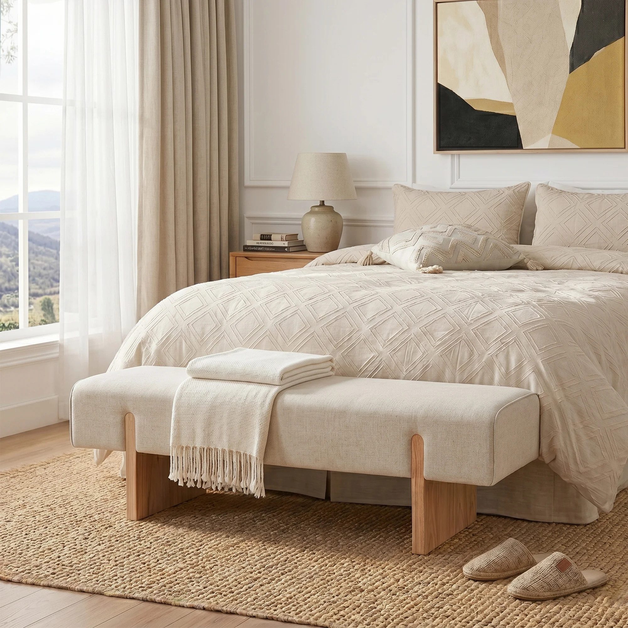 Chamille Upholstered Bench with Solid Wood Leg | Wayfair North America