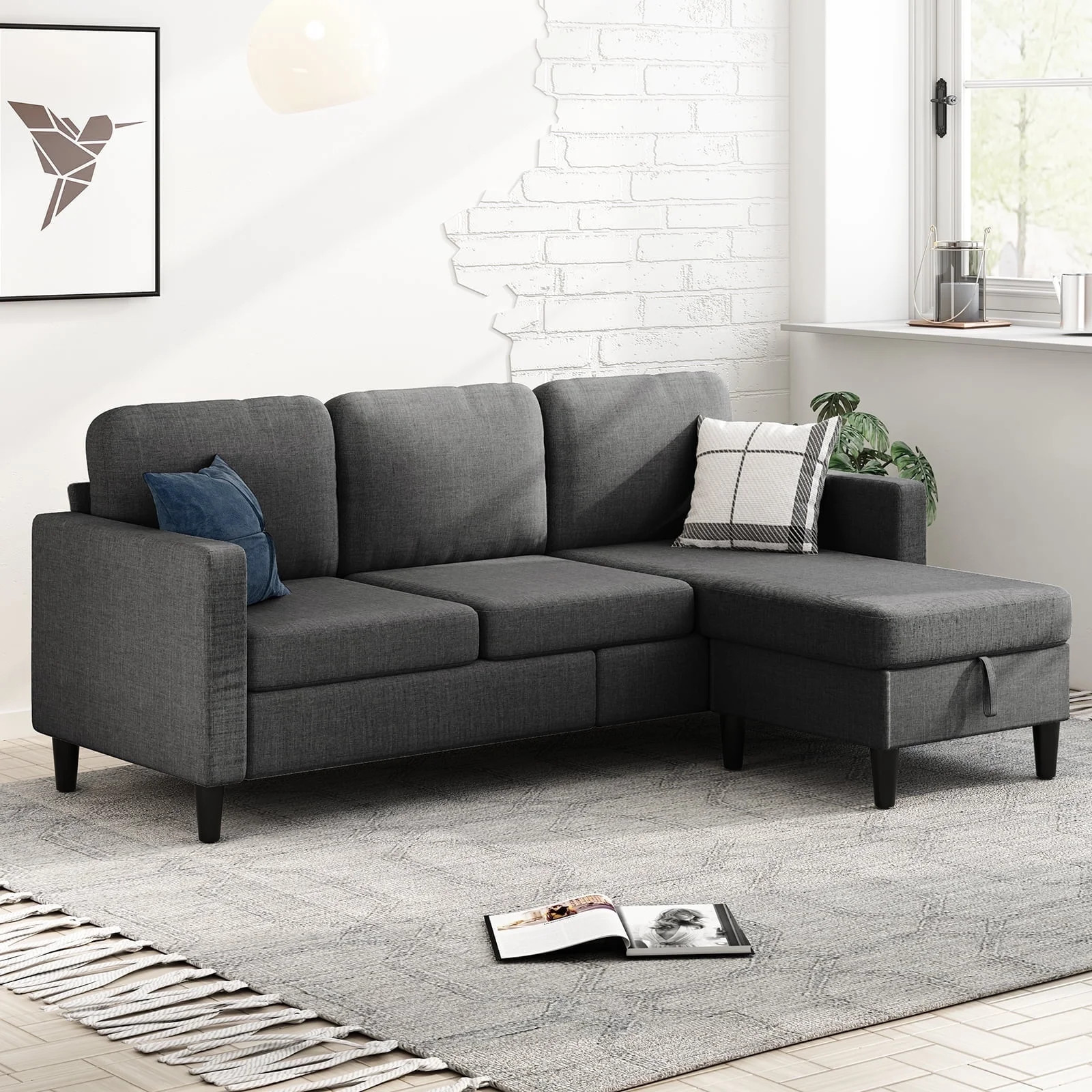 MUZZ Sectional Sofa with Movable Ottoman, Free Combination Sectional Couch, Small L-Shaped Sectio... | Walmart (US)