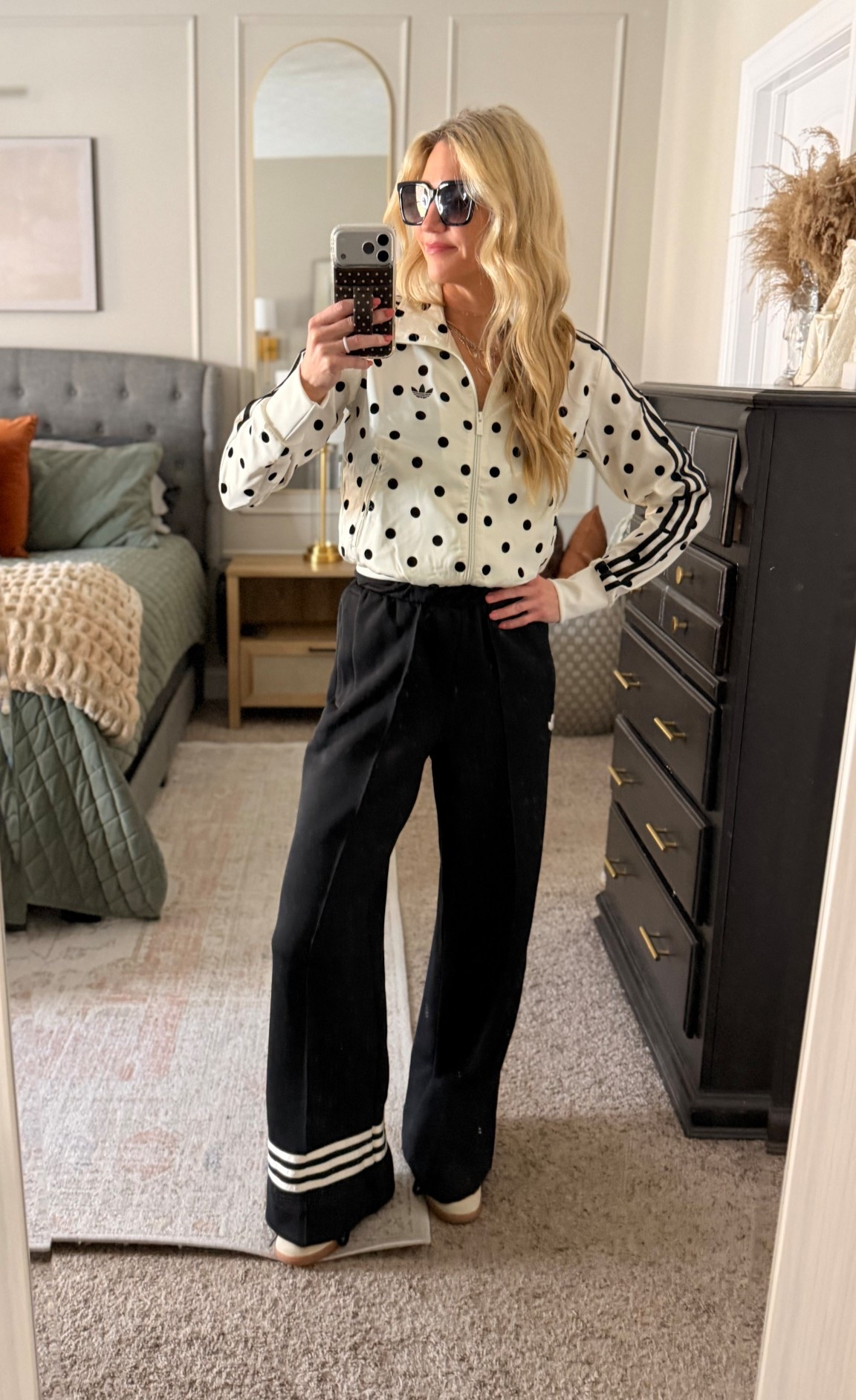 Viral Adidas polkadot moment, adorable, casual, black, and cream Track set in the polkadots selling fast 

#LTKootd #LTKOver40 #LTKActive