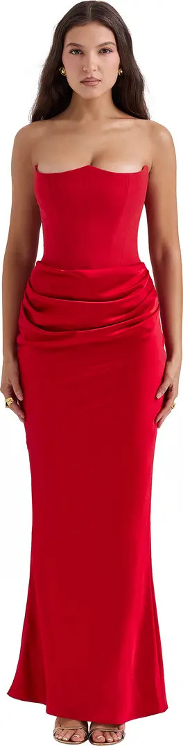 Persephone Strapless Satin Corset Cocktail Dress | Nordstrom