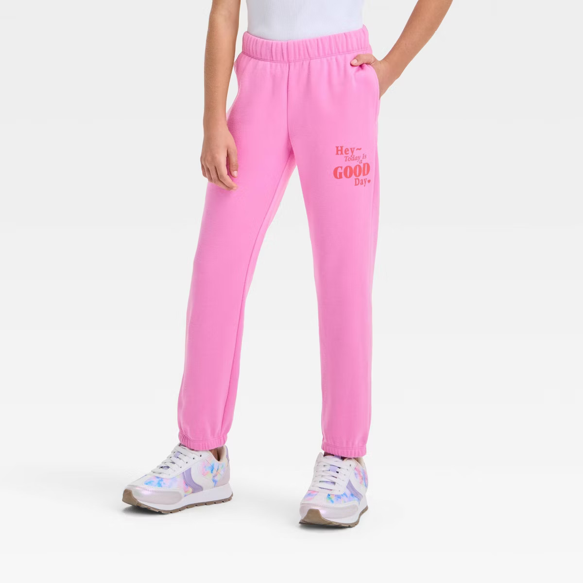 Kids' Fleece 'Great Day' Sweatpants - Cat & Jack™ Pink | Target