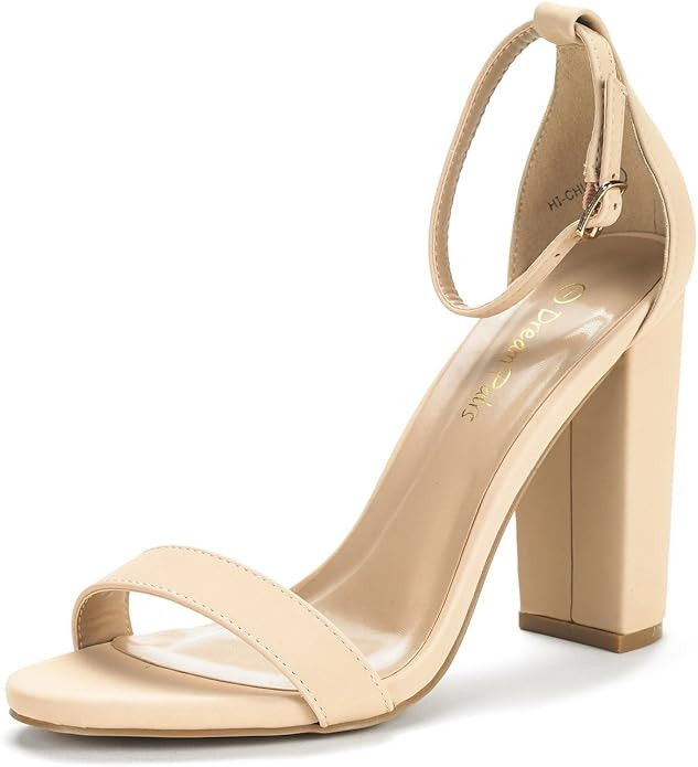 DREAM PAIRS Women's Hi-Chunk High Heel Pump Sandals | Amazon (US)