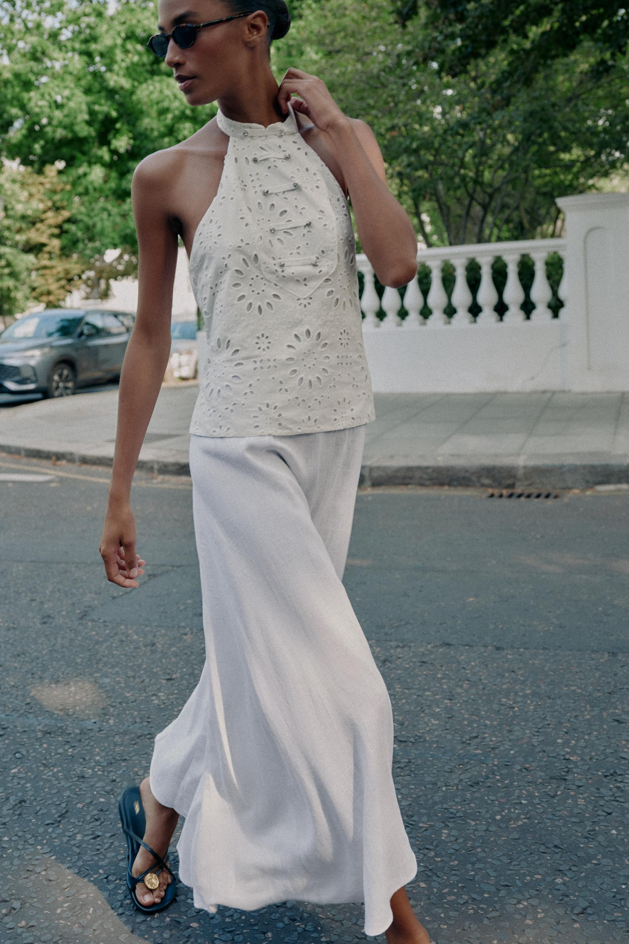 COMBINED OPENWORK EMBROIDERED DRESS | Zara US