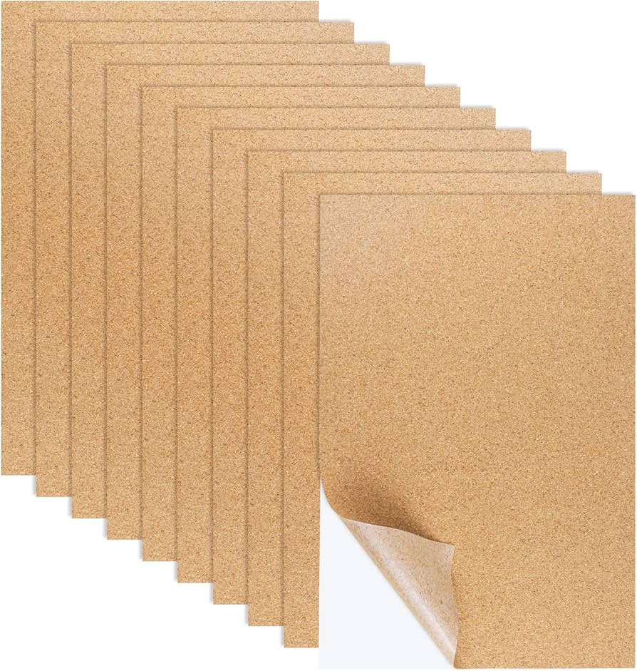 10 PCS Self-Adhesive Cork Sheets, 0.03 Inches Thick Small Board Roll Tiles Fabric Corks for Coast... | Amazon (US)