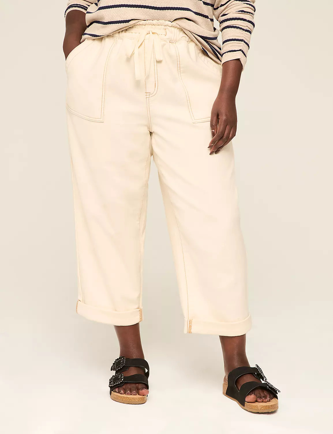 Pull-On High-Rise Knit Denim Capri | Lane Bryant (US)