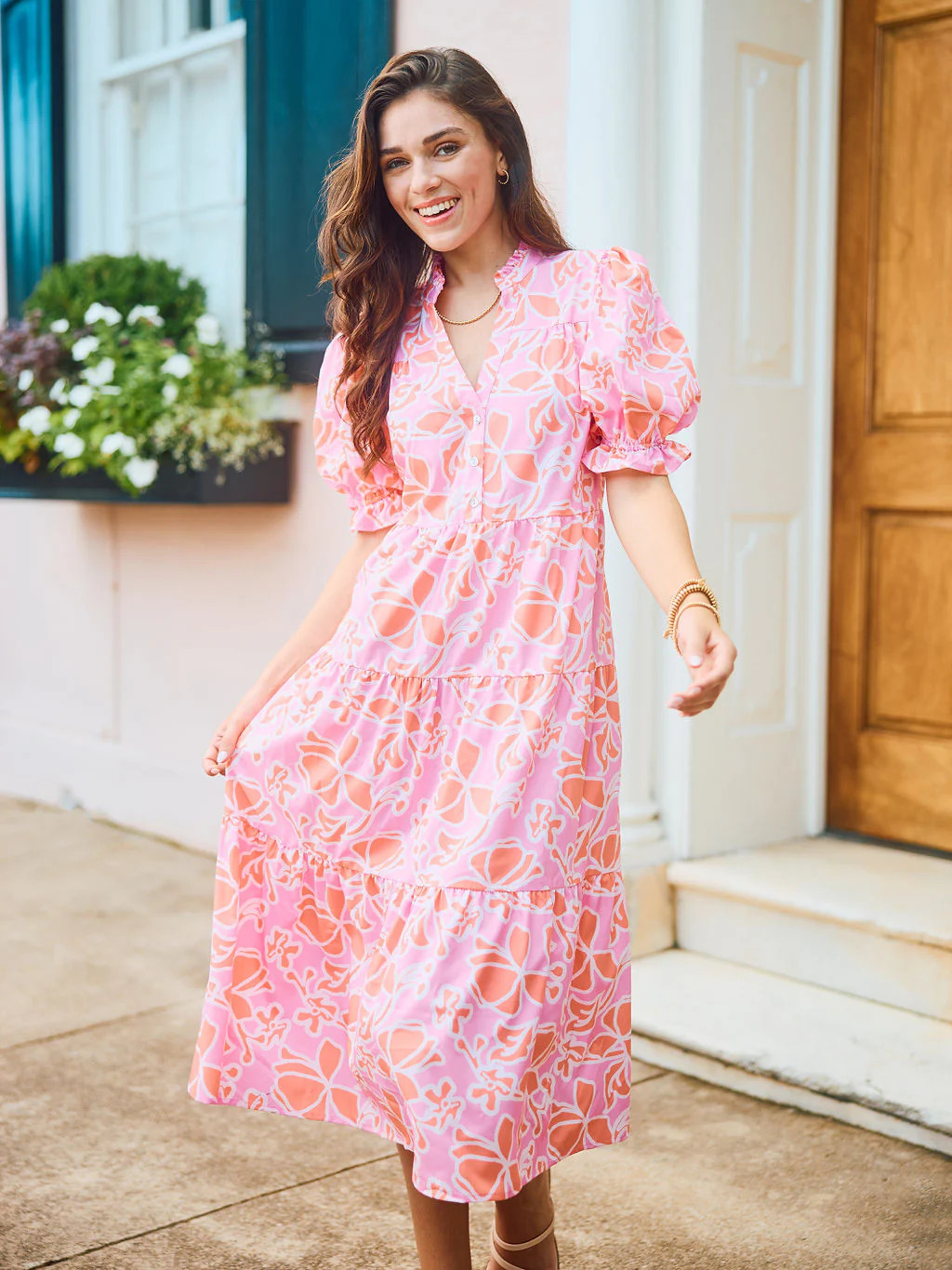 Evie Dress | Blossom Breeze Coral | Mary Square