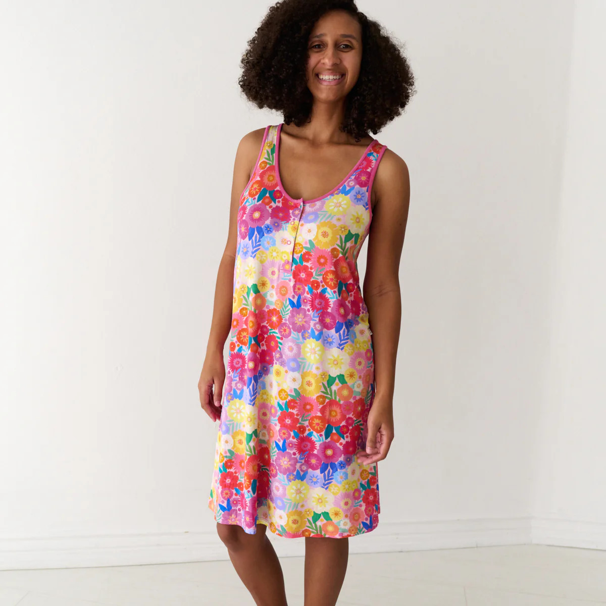 Rainbow Blooms Women's Sleeveless Nightgown | Little Sleepies