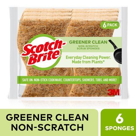 Scotch-Brite Greener Clean Non-Scratch Scrub Sponge, 6 Count | Walmart (US)