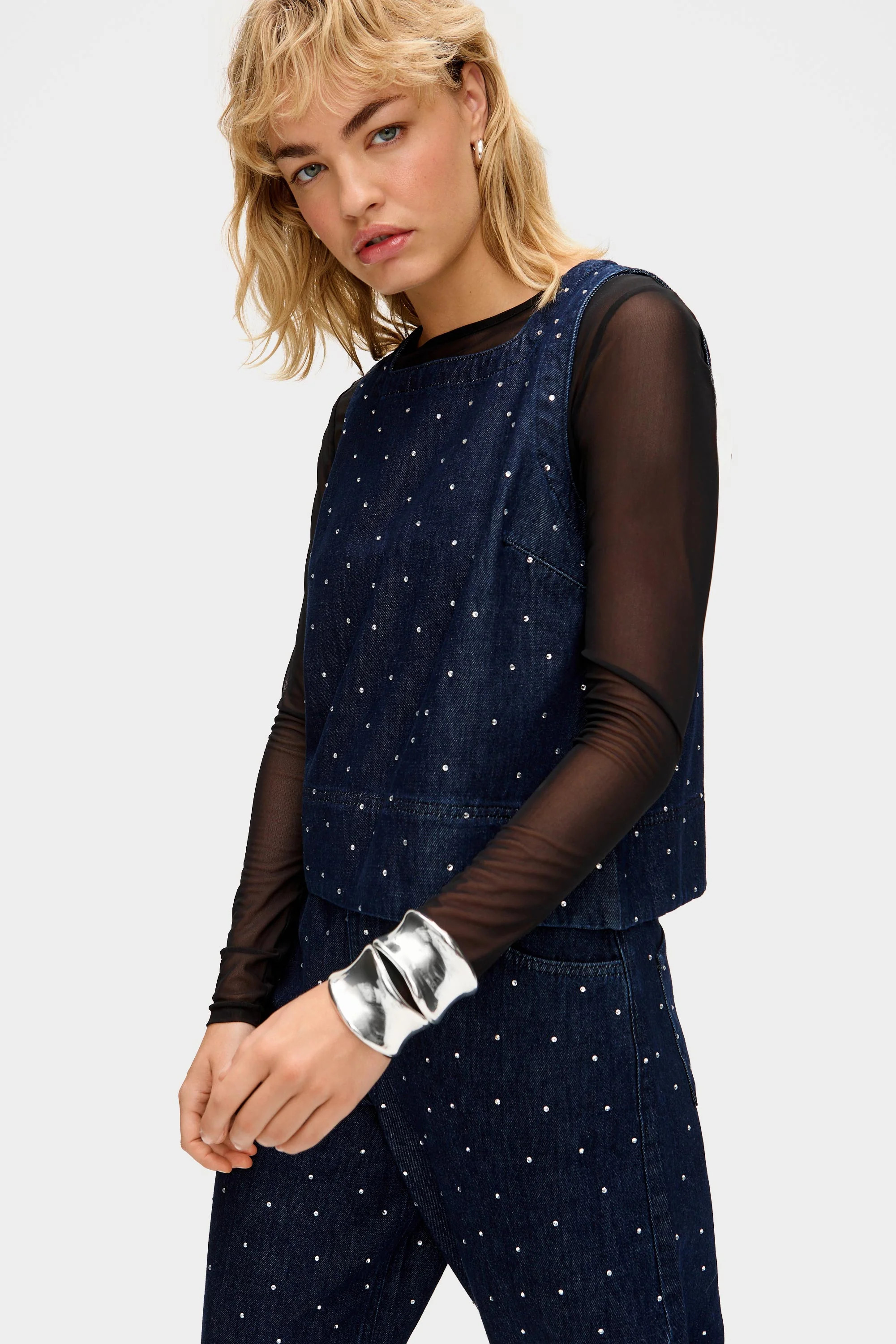 ALIGNE Diamante Denim Top - Indigo | MEG | Aligne UK