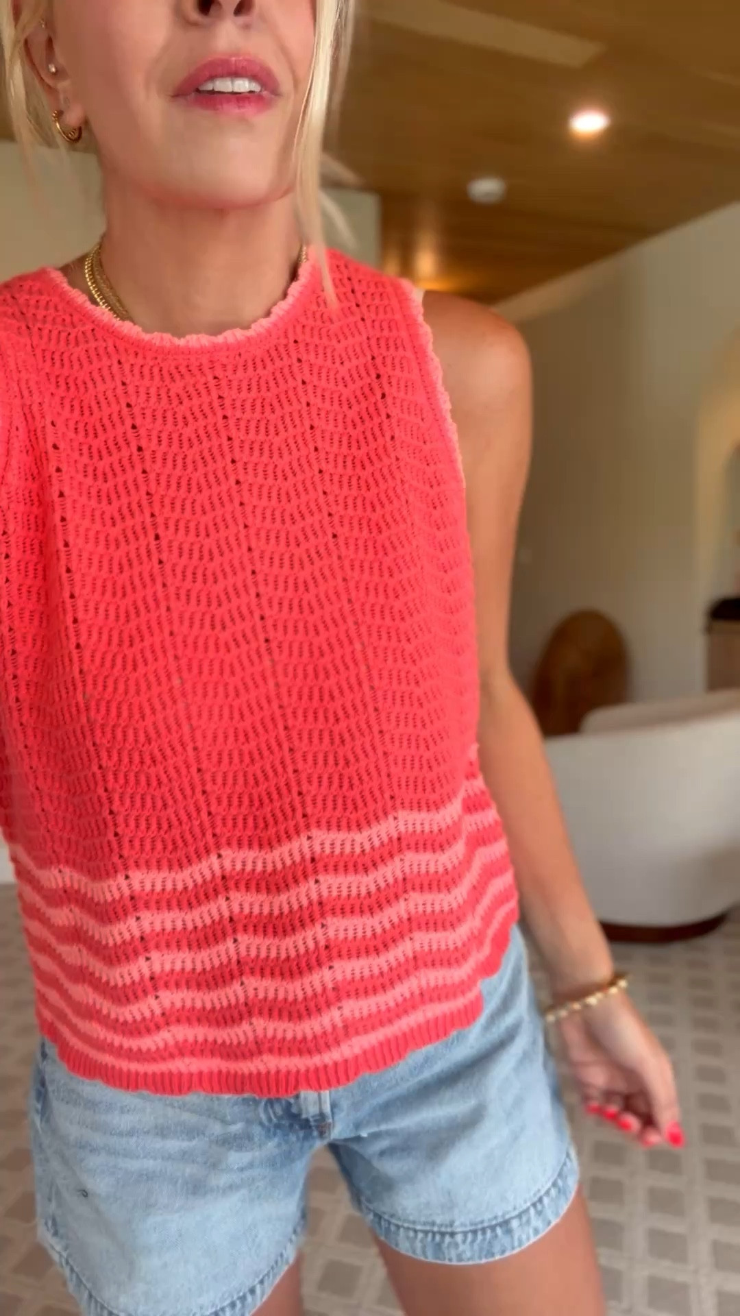 I did an XL in the girls tank and I’m wearing a 6 in the shorts!